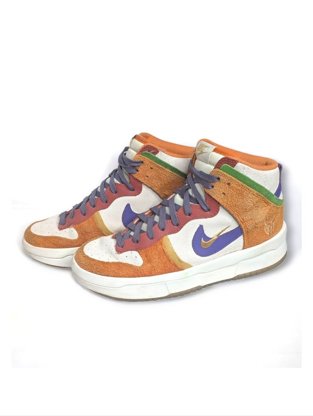 Nike Dunk High Up Setsubun Orange Purple White Women's Size 8.5 Suede Platform